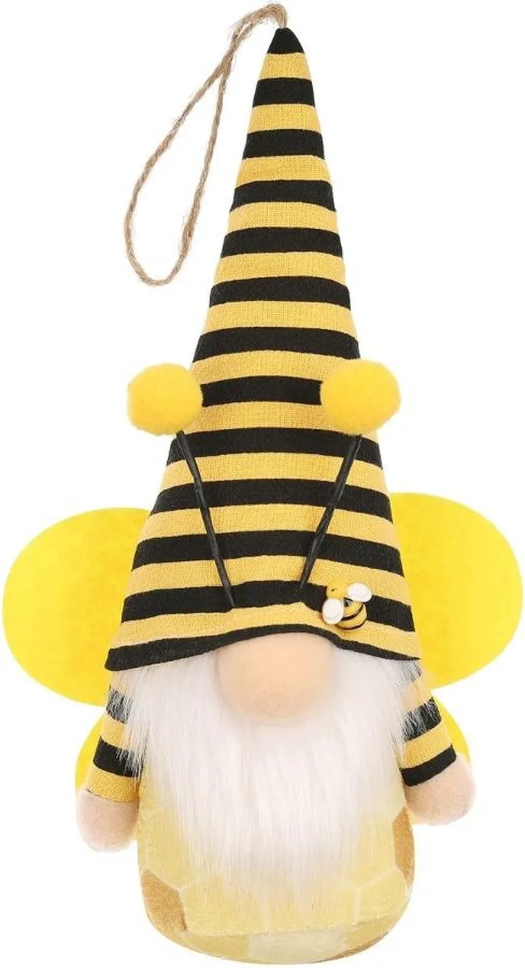 Saska Garden, dekoracja wiosenna, skrzat gnom, pszczółka zawieszka, żółta, 20 cm