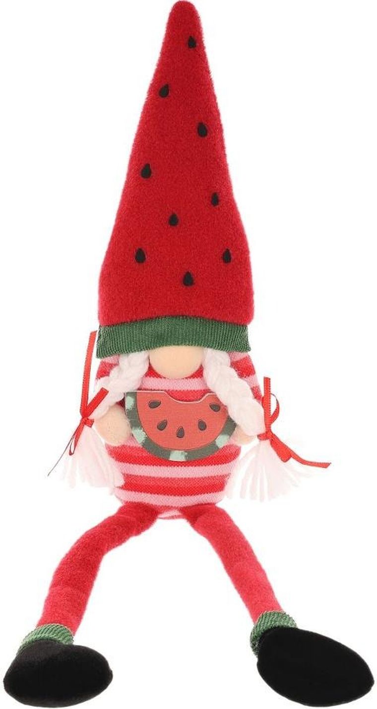 Saska Garden, dekoracja wiosenna, skrzat gnom, siedzący arbuz, 35 cm