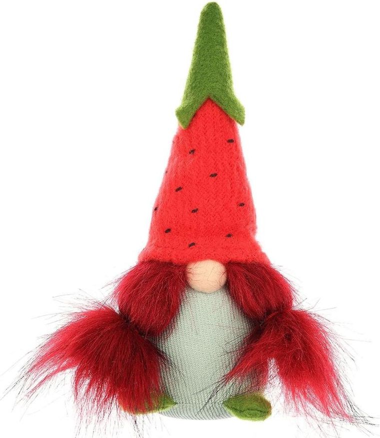 Saska Garden, dekoracja wiosenna, skrzat gnom, truskawka, 20 cm