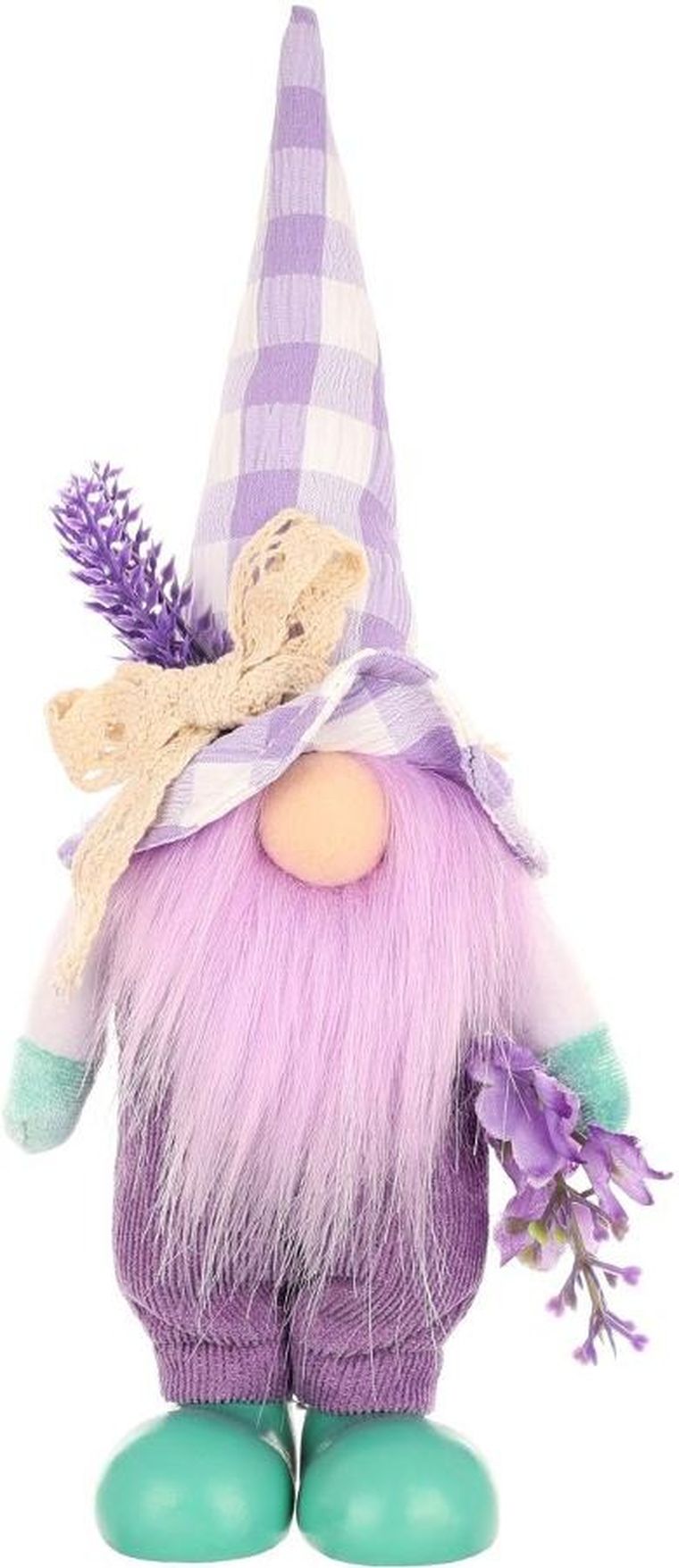 Saska Garden, dekoracja wiosenna, skrzat gnom, z lawendą, 25 cm