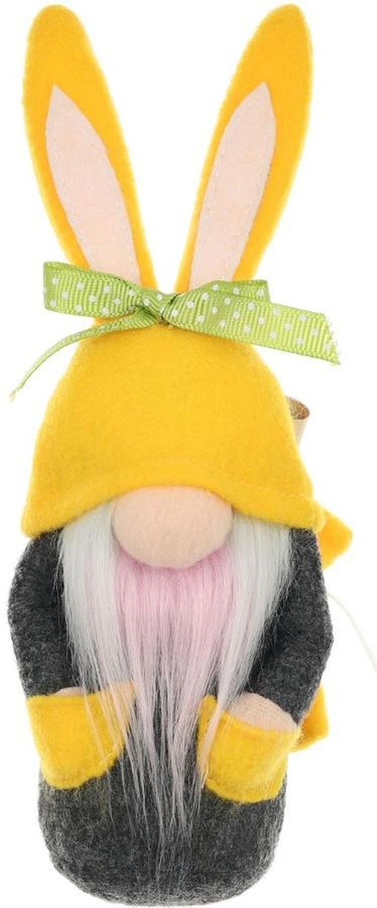 Saska Garden, dekoracja wiosenna, skrzat gnom, zajączek, z workiem na prezent, żółty, 20 cm