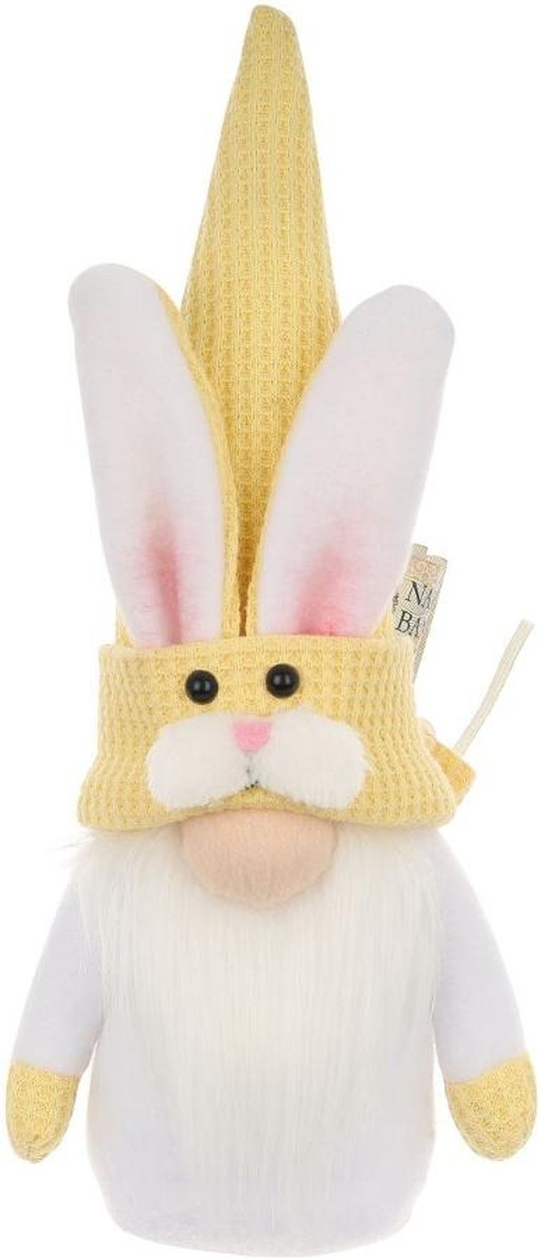 Saska Garden, dekoracja wiosenna, skrzat zajączek, z workiem na prezent, żółty, 20 cm