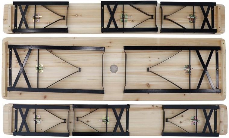 Saska Garden, drewniany stół i 2 ławki, zestaw mebli ogrodowych