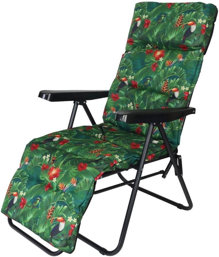 Saska Garden, fotel ogrodowy z podnóżkiem, flower, 57-83-106 cm