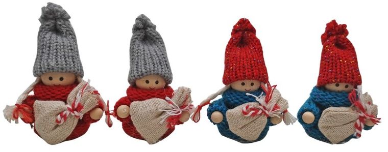 Saska Garden, laleczka dekoracyjna z workiem, czerwona, 7,5 cm