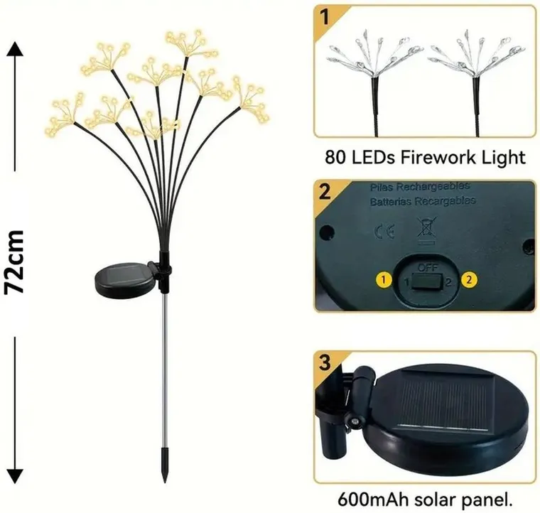 Saska Garden, lampa solarna, dmuchawiec, 60 LED, 72 cm