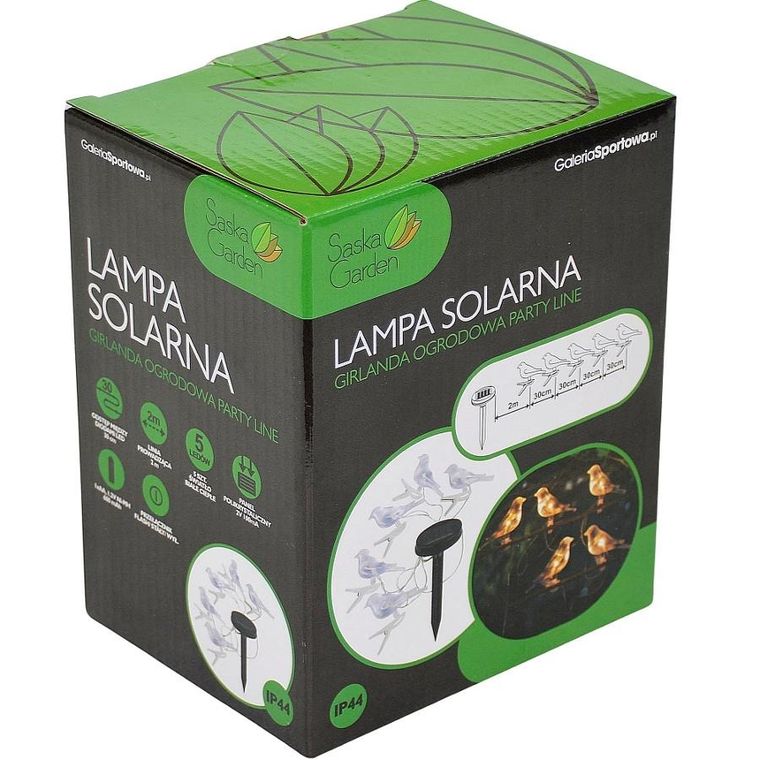 Saska Garden, lampa solarna, girlanda ogrodowa, party light, ptaszki 5 LED