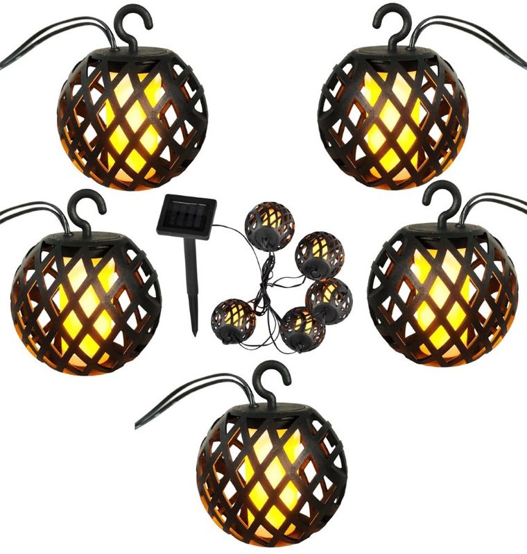 Saska Garden, lampa solarna kule ogniowe, 7 cm, 5 szt.