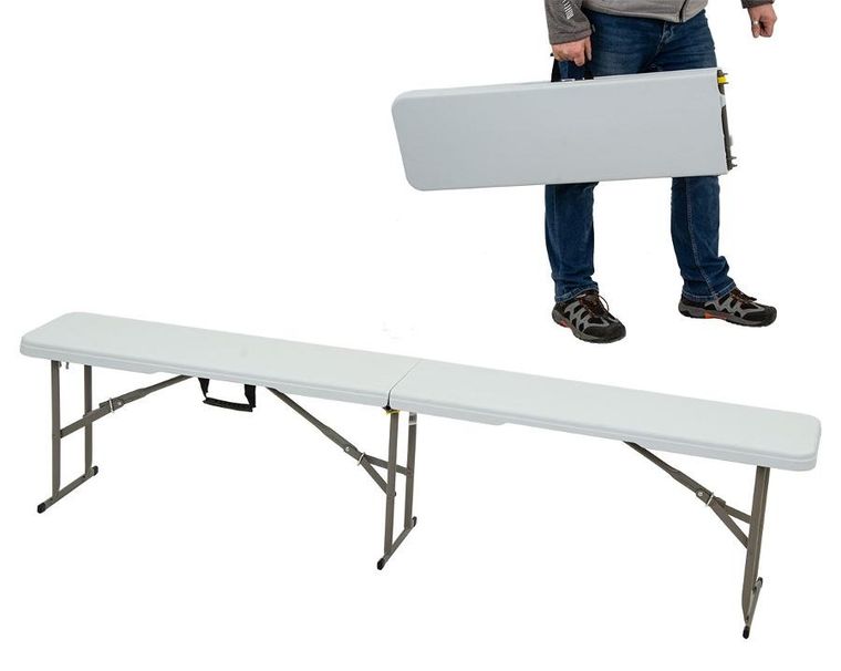 Saska Garden, ławka cateringowa składana, biała, 183-28-43 cm
