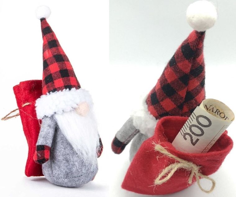 Saska Garden, Mikołajek dekoracyjny z workiem na prezent, 20 cm