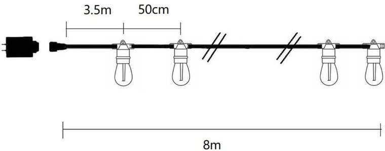Saska Garden, Party Light, girlanda zewnętrzna, 10 żarówek, LED, 8m, 230V
