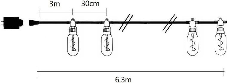 Saska Garden, Party Light, girlanda zewnętrzna, 12 żarówek spiralnych, LED, 6,3m, 230V