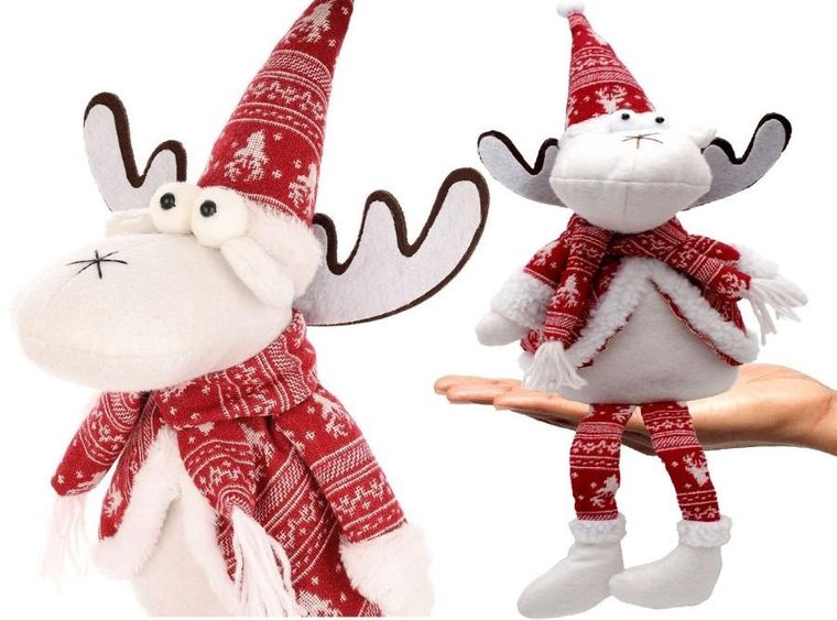 Saska Garden, renifer dekoracyjny, biały, 35+20 cm