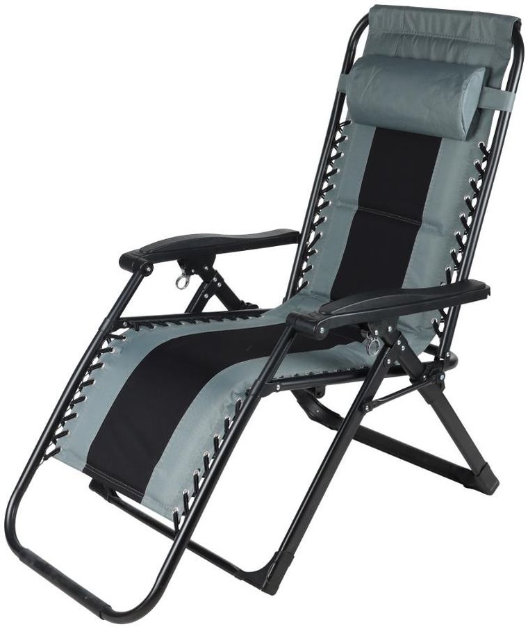 Saska Garden, składany leżak ogrodowy, czarno-szary, 162-52/65-110 cm