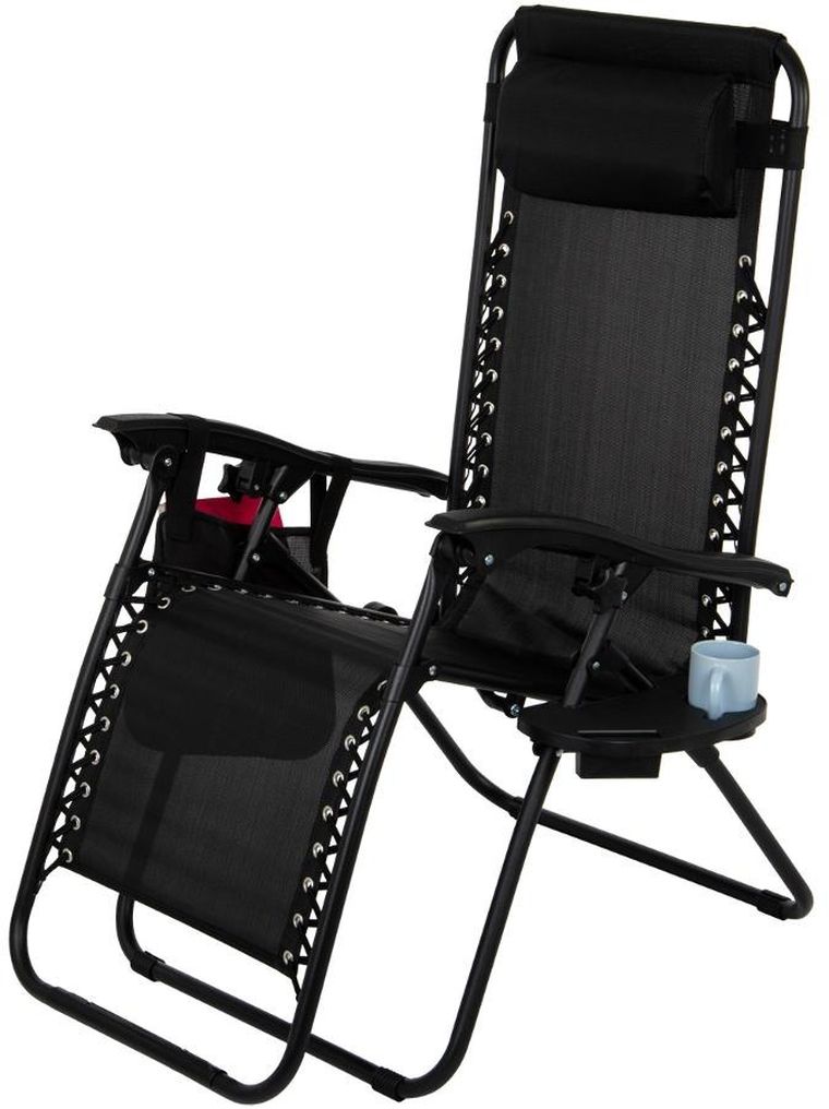 Saska Garden, składany leżak ogrodowy, czarny, 175-52/65-107 cm