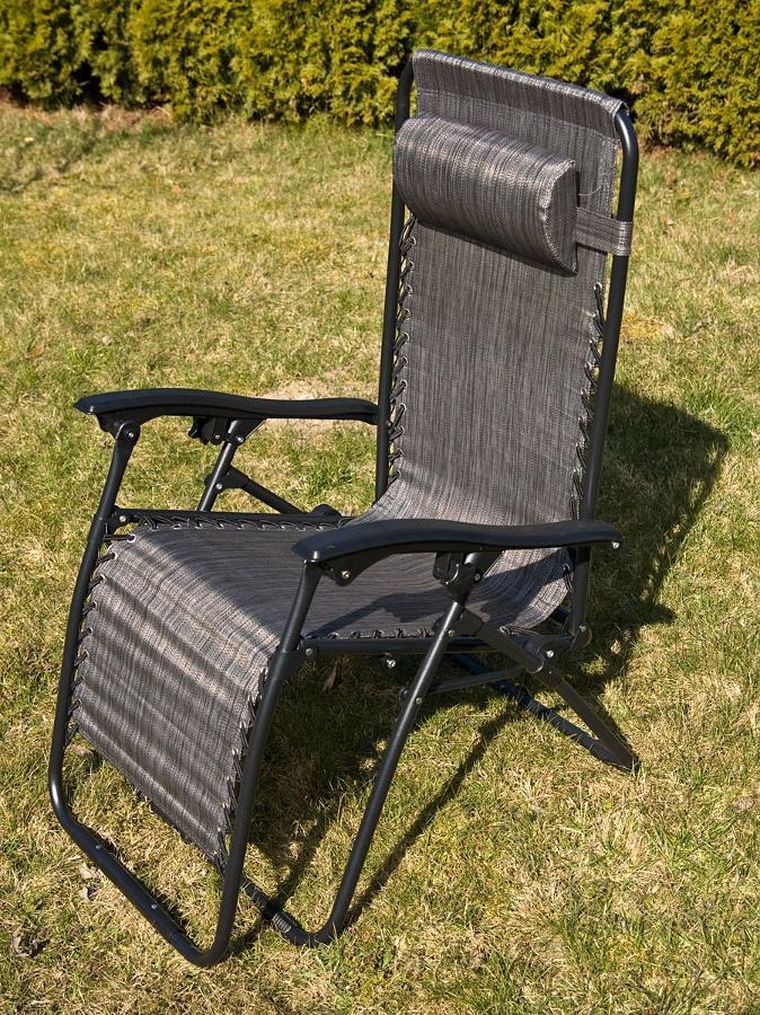 Saska Garden, składany leżak ogrodowy, szary, 175-52/65-107 cm