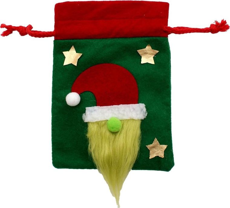 Saska Garden, świąteczny woreczek na prezent z mikołajem, 15-20 cm