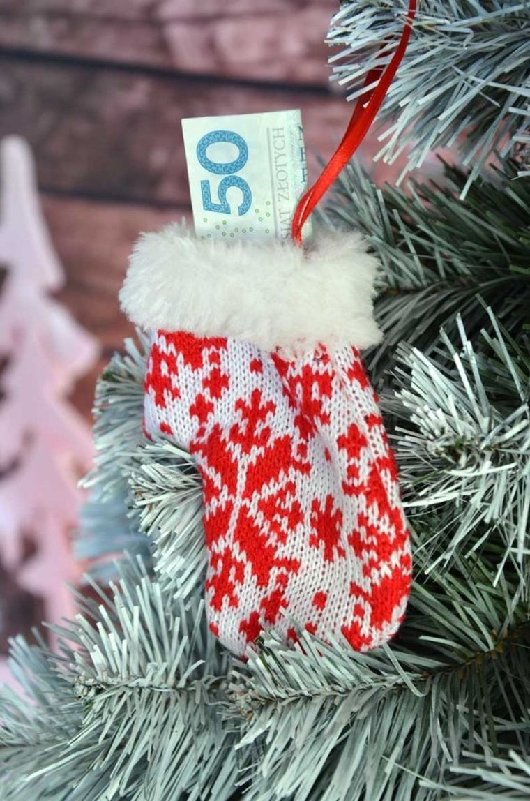 Saska Garden, zawieszka rękawiczka na prezenty, biała, 12 cm