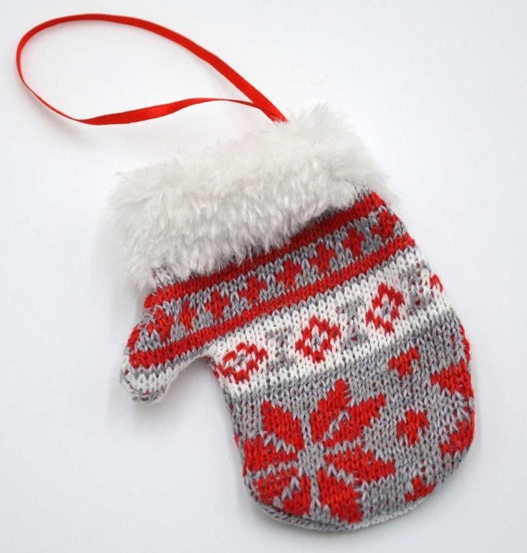 Saska Garden, zawieszka rękawiczka na prezenty, szara, 12 cm