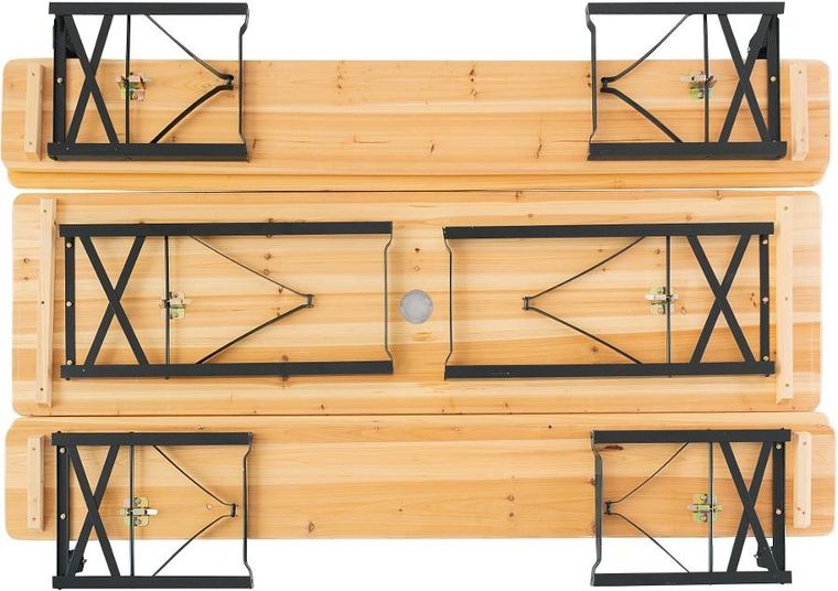 Saska Garden, zestaw piknikowy, drewniany stół i 2 ławki ze składanym oparciem