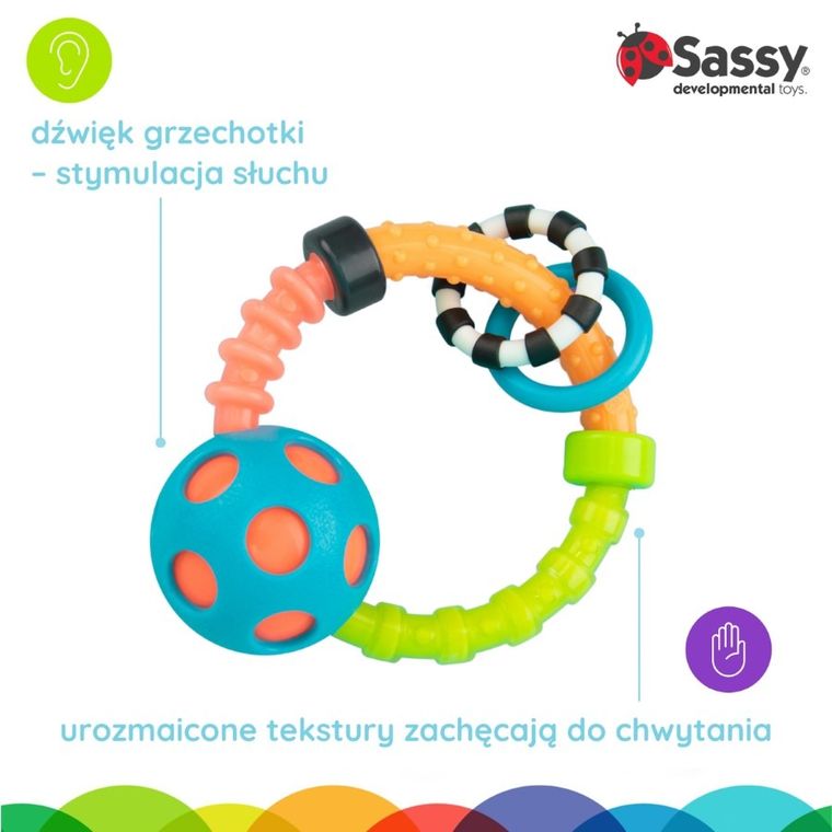 Sassy, grzechotka okrągła, zabawka sensoryczna