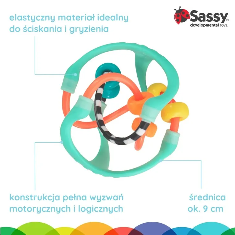 Sassy, kula sensoryczna, gryzak, 3m+
