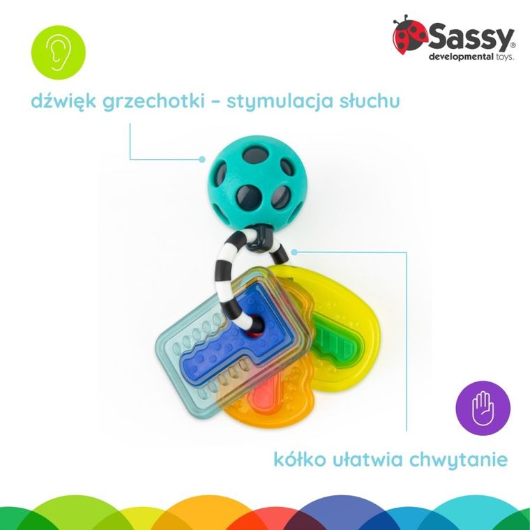 Sassy, silikonowe kluczyki, grzechotka - gryzak