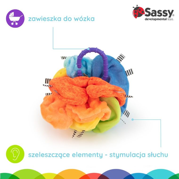 Sassy, zawieszka do wózka, pluszowy kwiat, 0m+