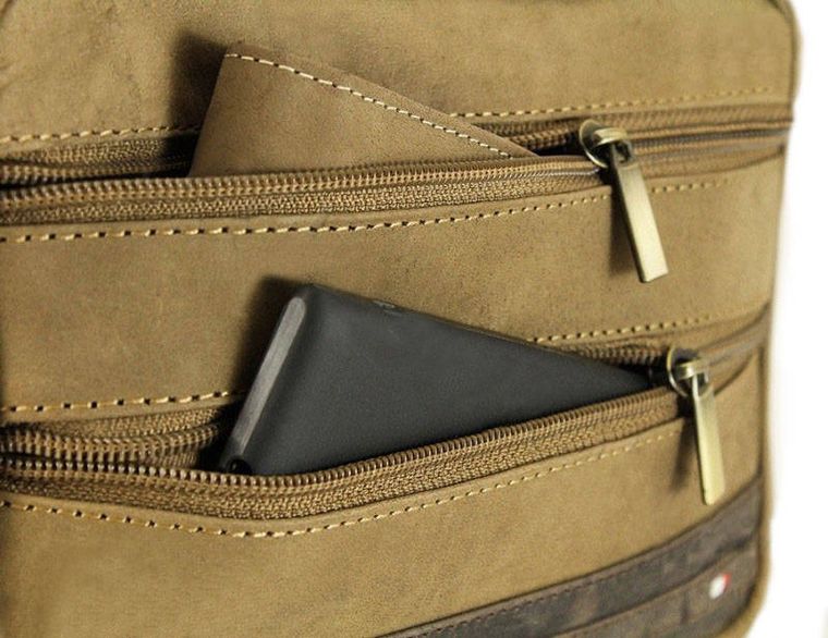 Saszetka męska z nubukowej skóry, ze smyczką, Always Wild