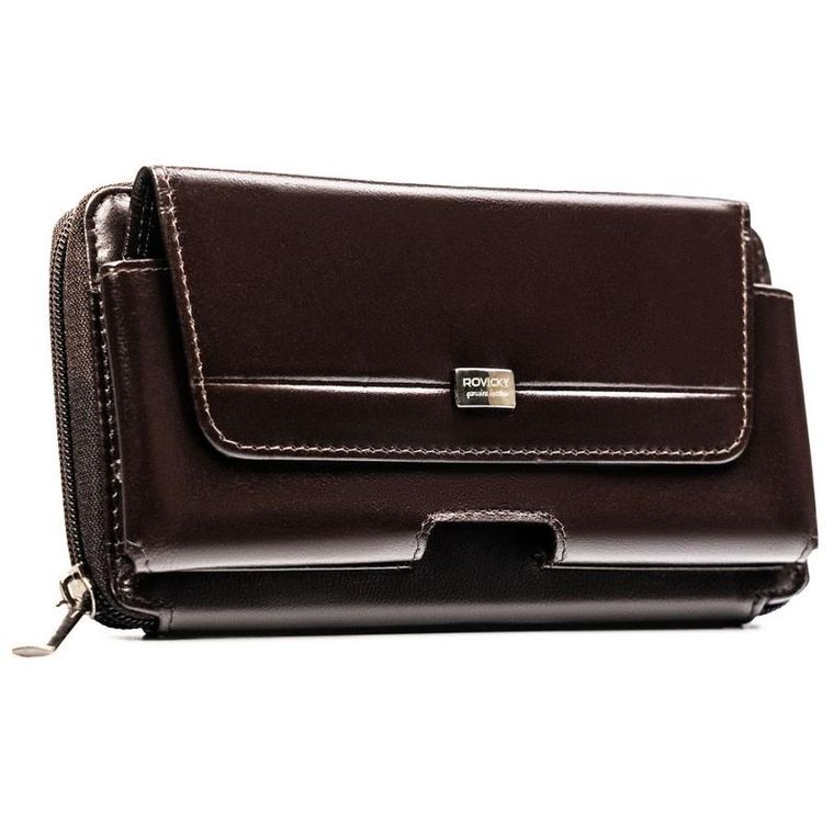 Saszetka na biodro, brązowa, skórzana, Rovicky