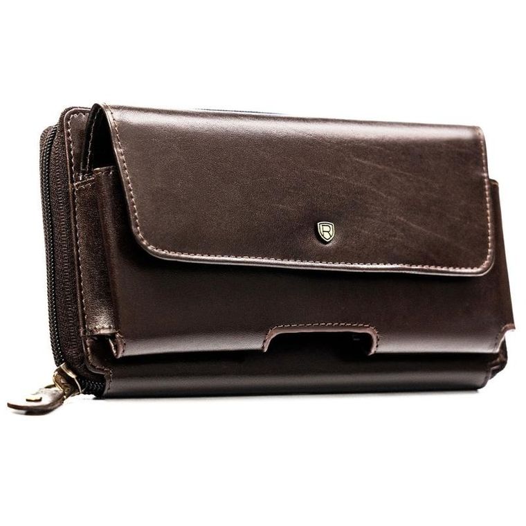 Saszetka na biodro, brązowa, skórzana, Rovicky