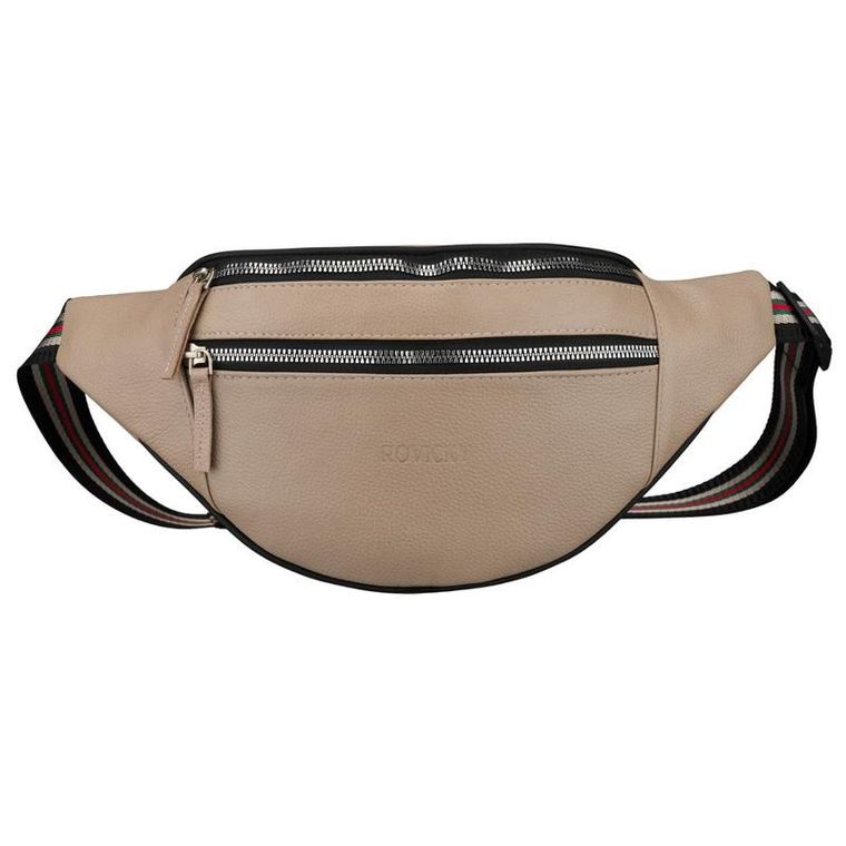 Saszetka na biodro, nerka, beżowa, skórzana, Rovicky