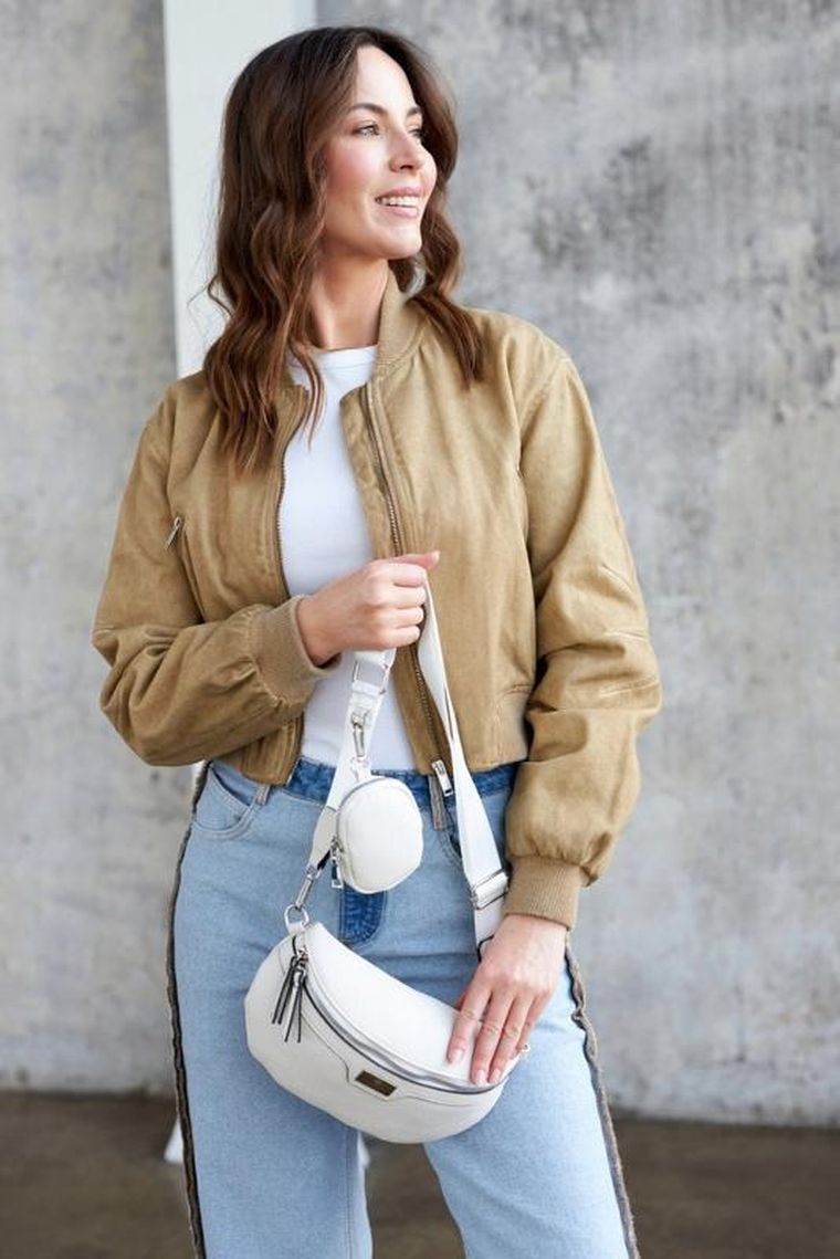 Saszetka na biodro, nerka, biała, skóra ekologiczna, Peterson