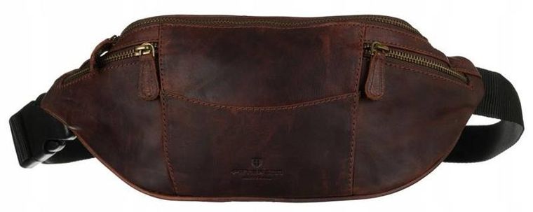 Saszetka na biodro, nerka, brązowa, skórzana, Peterson