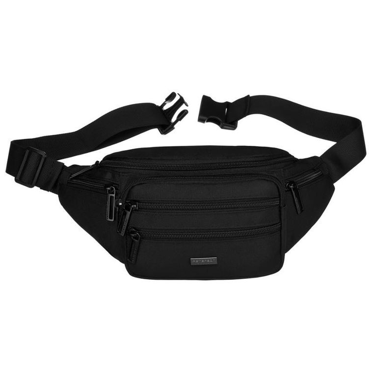 Saszetka na biodro, nerka, czarna, Peterson