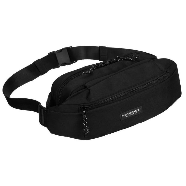 Saszetka na biodro, nerka, czarna, Peterson