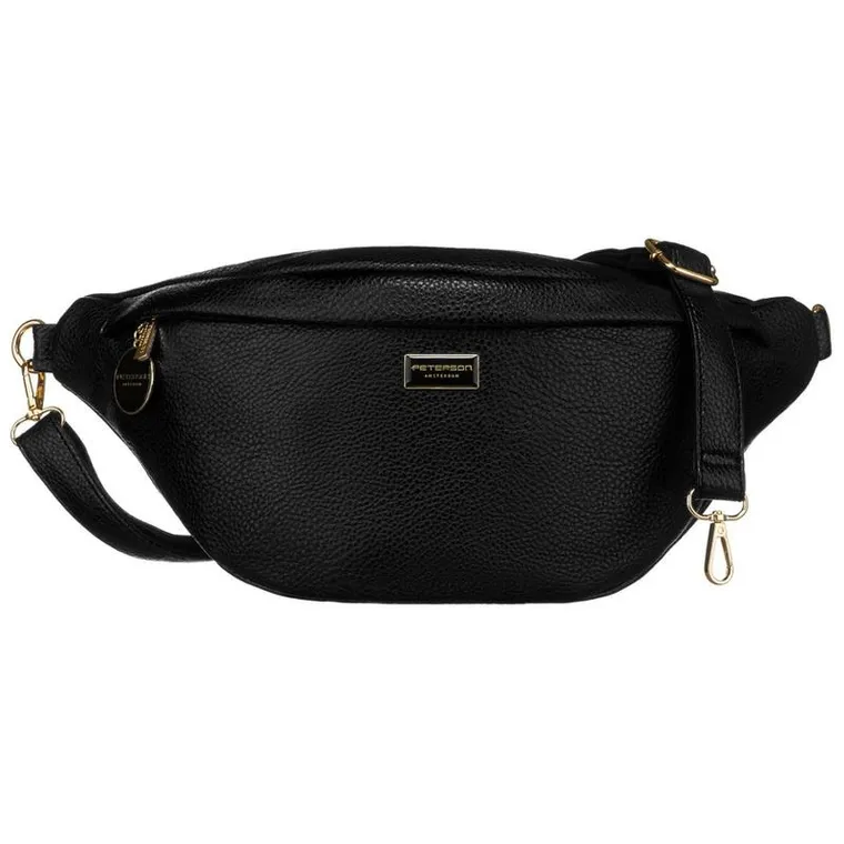 Saszetka na biodro, nerka, czarna, Peterson