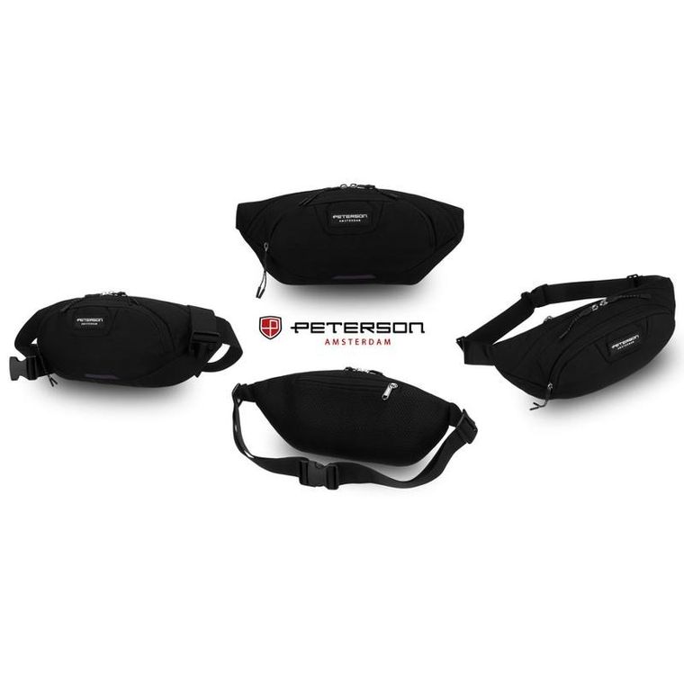Saszetka na biodro, nerka, czarna, Peterson
