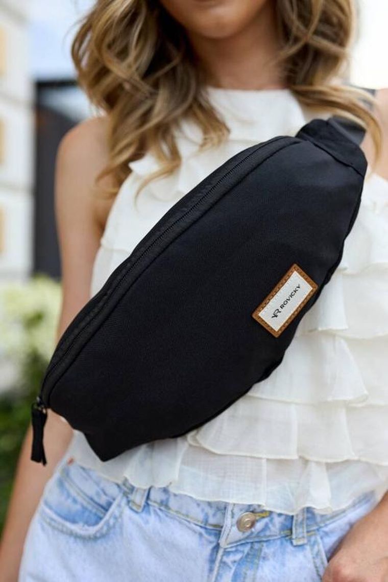 Saszetka na biodro, nerka, czarna, Rovicky