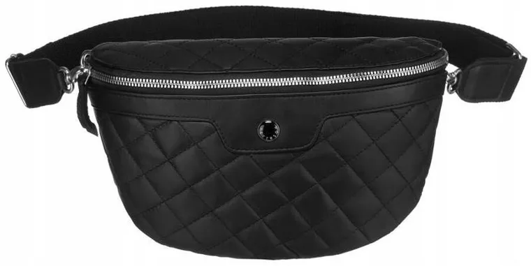 Saszetka na biodro, nerka, czarna, skórzana, Peterson