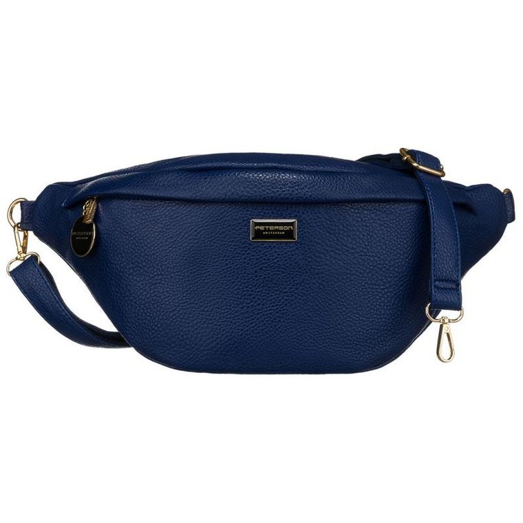 Saszetka na biodro, nerka, granatowa, Peterson