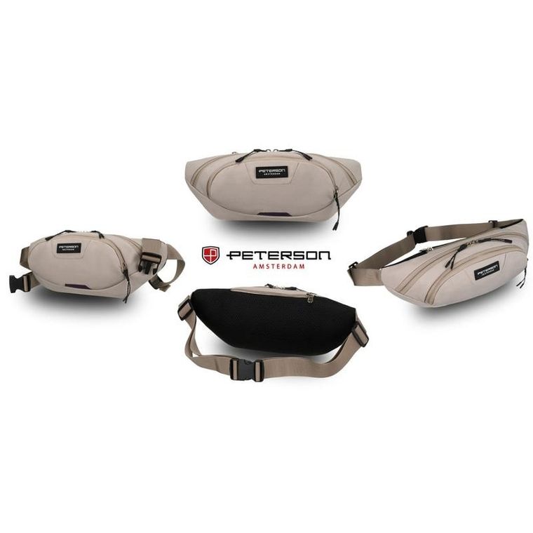 Saszetka na biodro, nerka, jasnoszara, Peterson