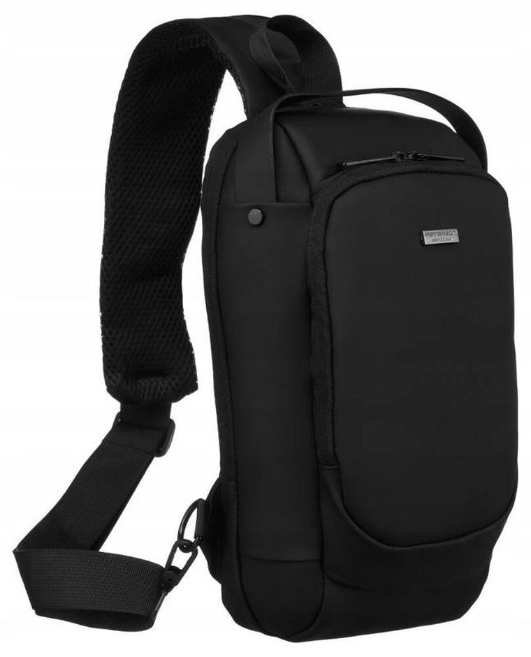 Saszetka na biodro, nerka, USB, czarna, Peterson