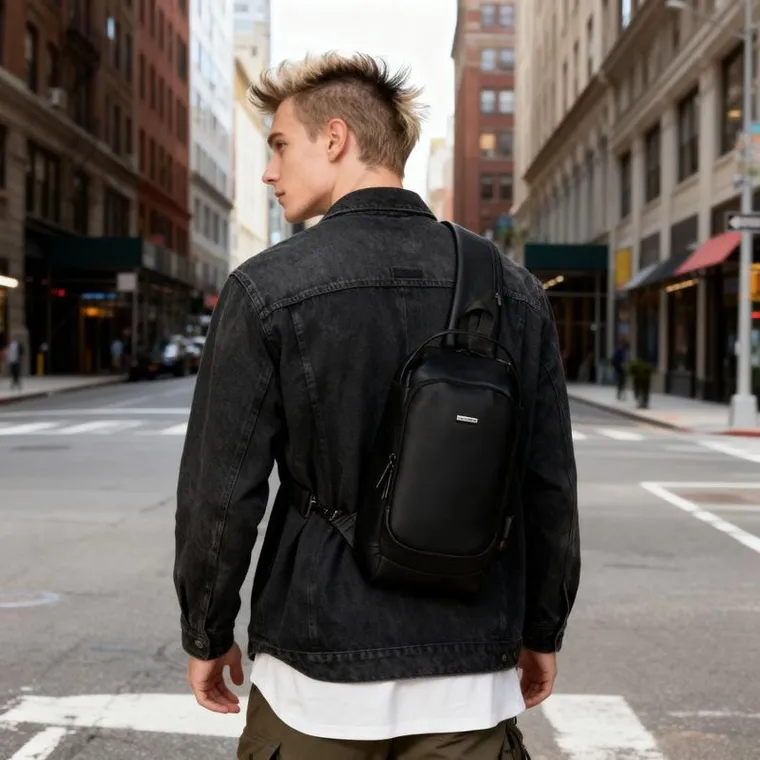 Saszetka na ramię, czarna, skórzana, Rovicky