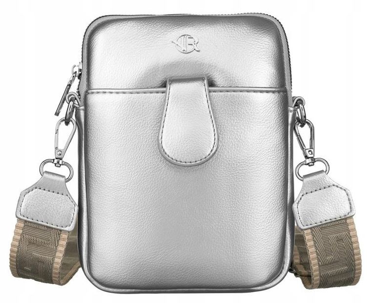 Saszetka na ramię, srebrna, skóra ekologiczna, Rovicky