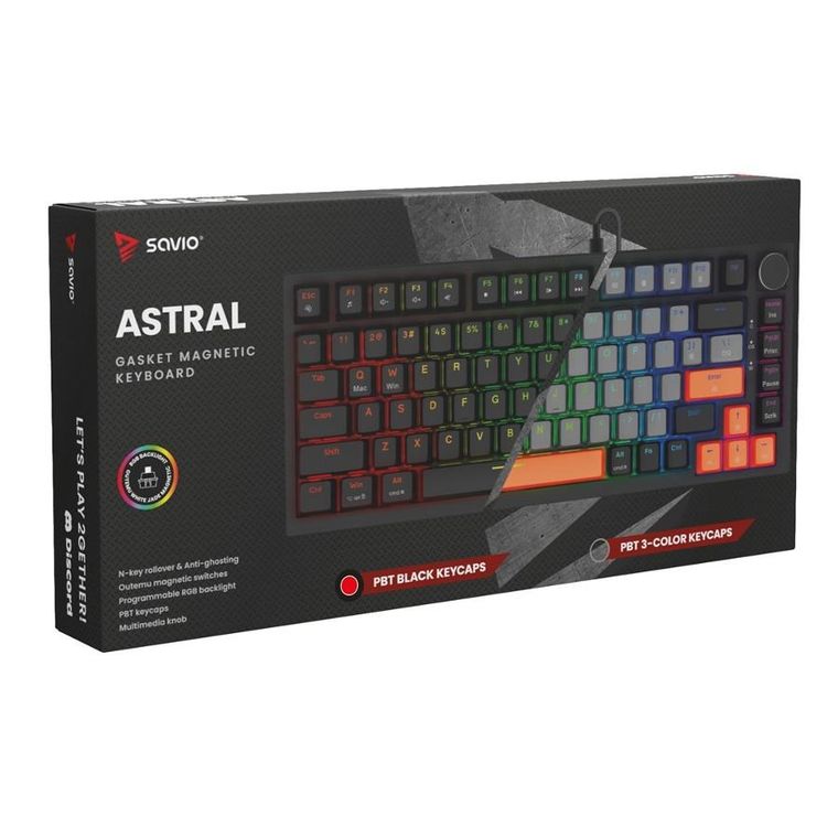 Savio, Astral, klawiatura magnetyczna, black, outemu, white, jade, RGB