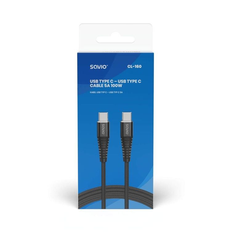 Savio, kabel USB Typ C - USB Typ C 5a, 2m