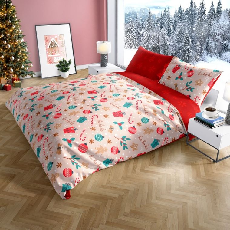 Scandic, Ho-ho-ho, 3-częściowy komplet pościeli, bawełna, 160-200 cm