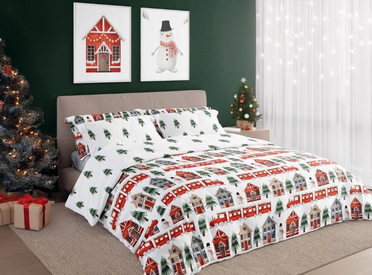 Scandic, Zimowy Ekspres, 2-częściowy komplet pościeli, bawełna, 140-200 cm