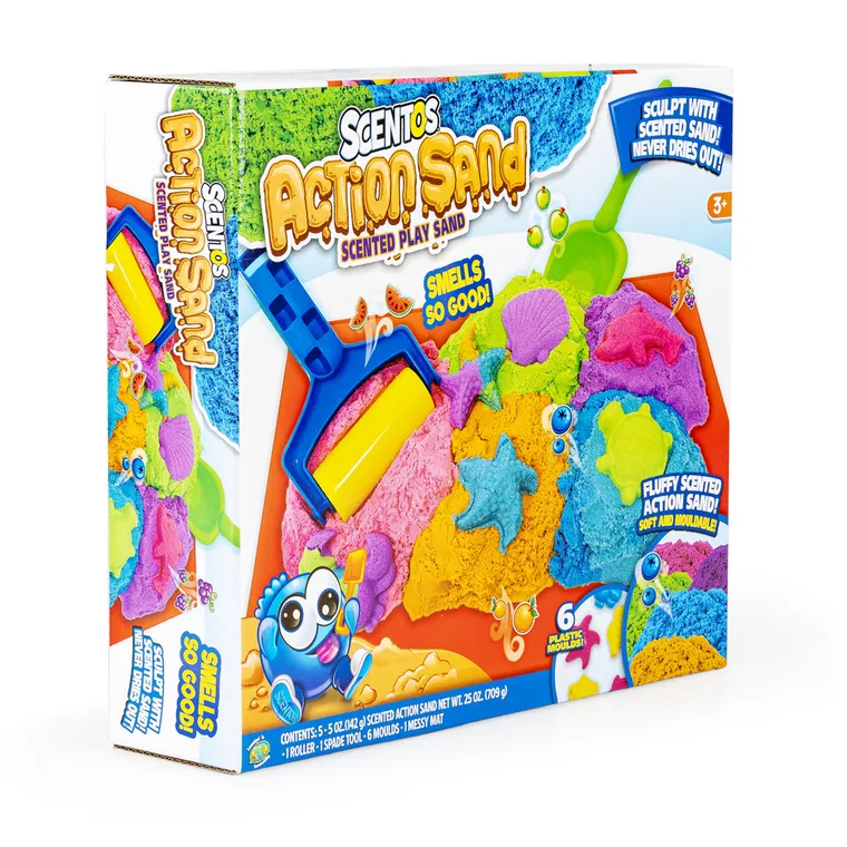 Scentos, Pachnący piasek kinetyczny, zestaw z akcesoriami, 5 kolorów